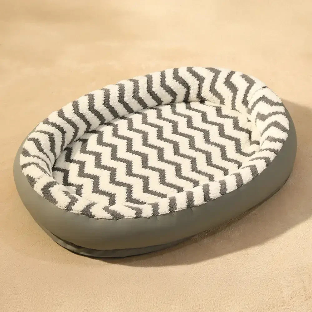 Faux Leather Bolster Dog Bed With Sherpa Top