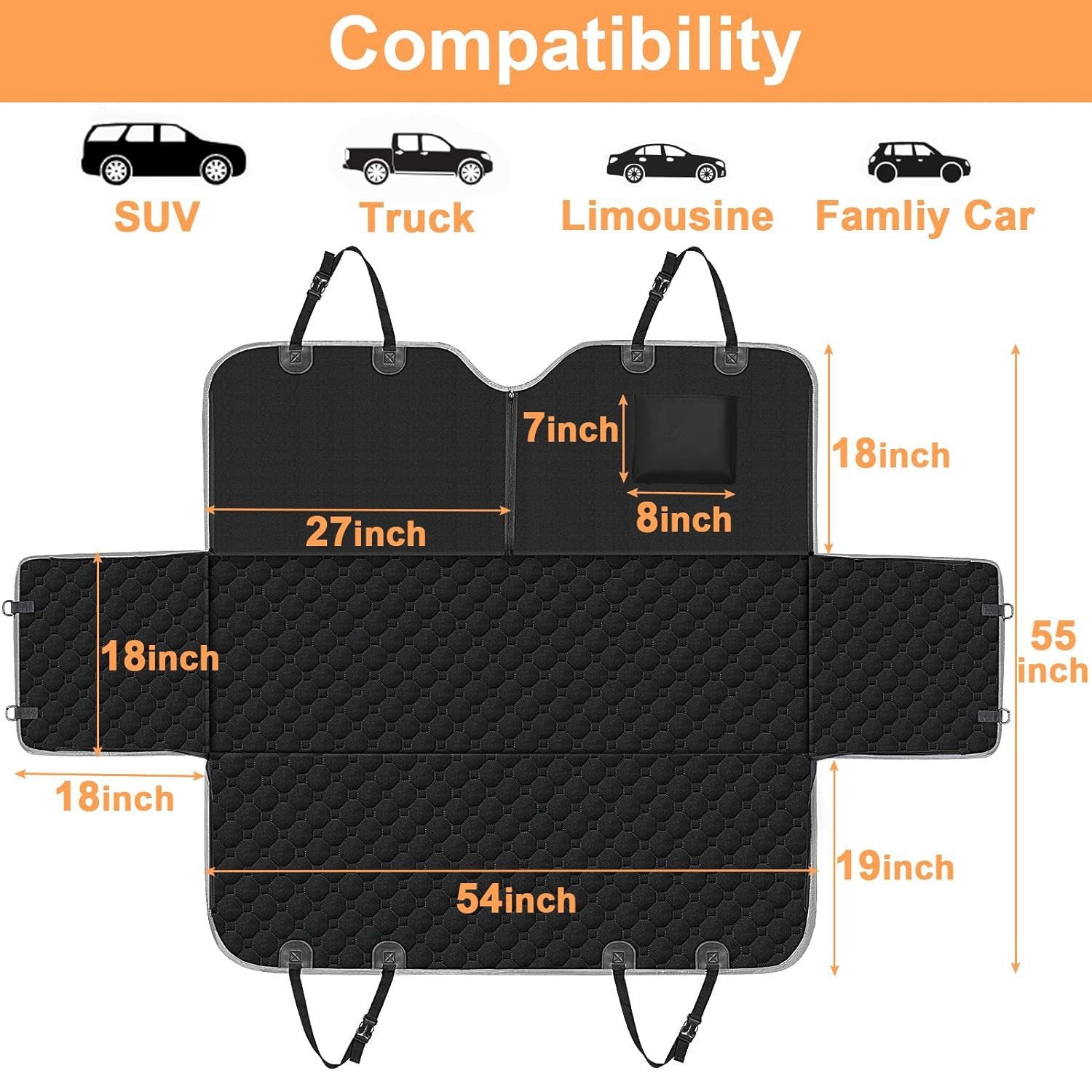 Popular Pet Supplies Car Mat, Large and Small Dog Mat, Oxford Cloth Car Backseat Dog Mat, Portable Waterproof Car Mat