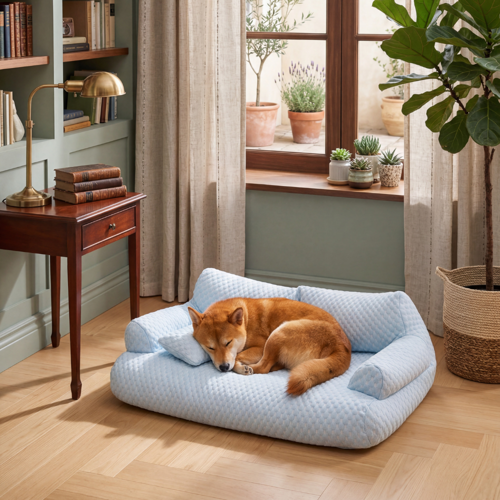 Washable Dog Bed with Cooling Fabric Surface