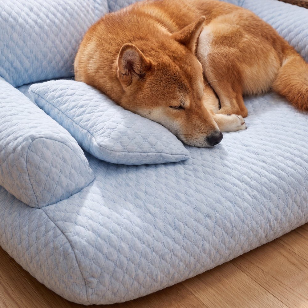 Washable Dog Bed with Cooling Fabric Surface