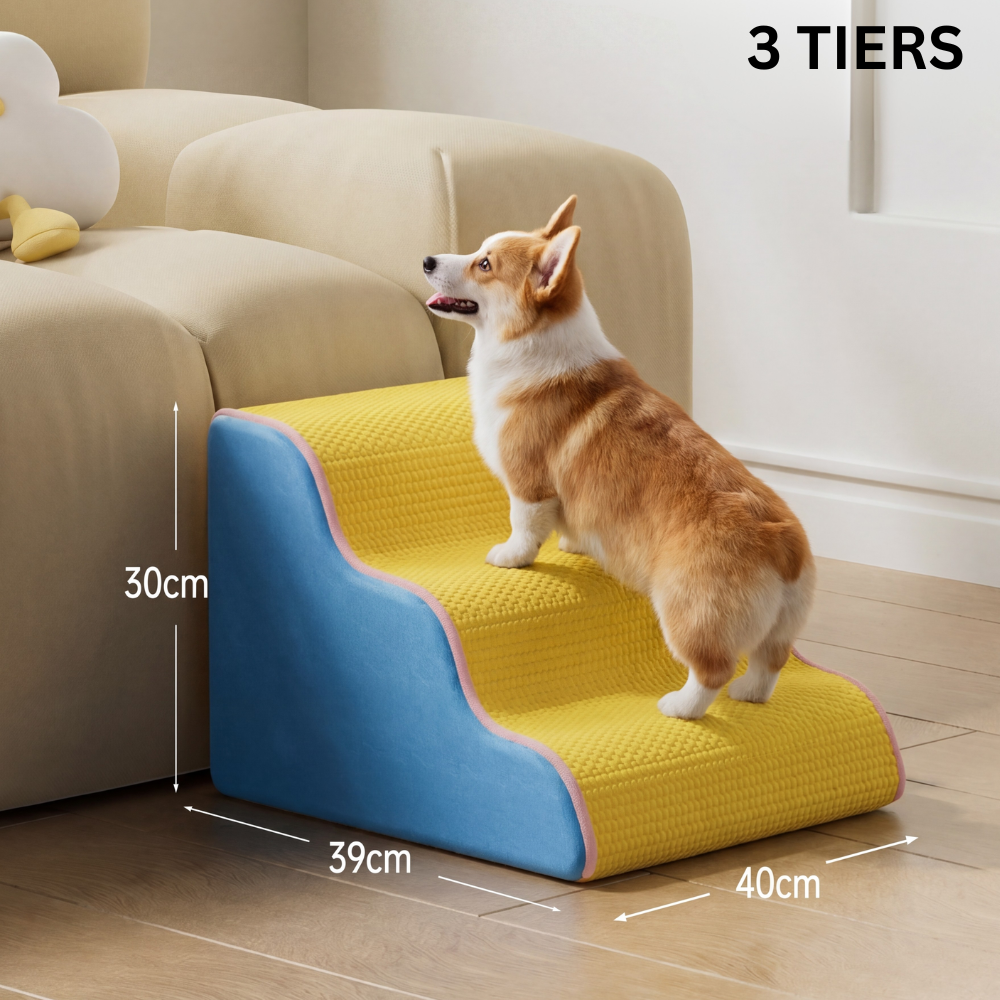 Orthopedic Foam Pet Stairs – Non-Slip, Washable Cover