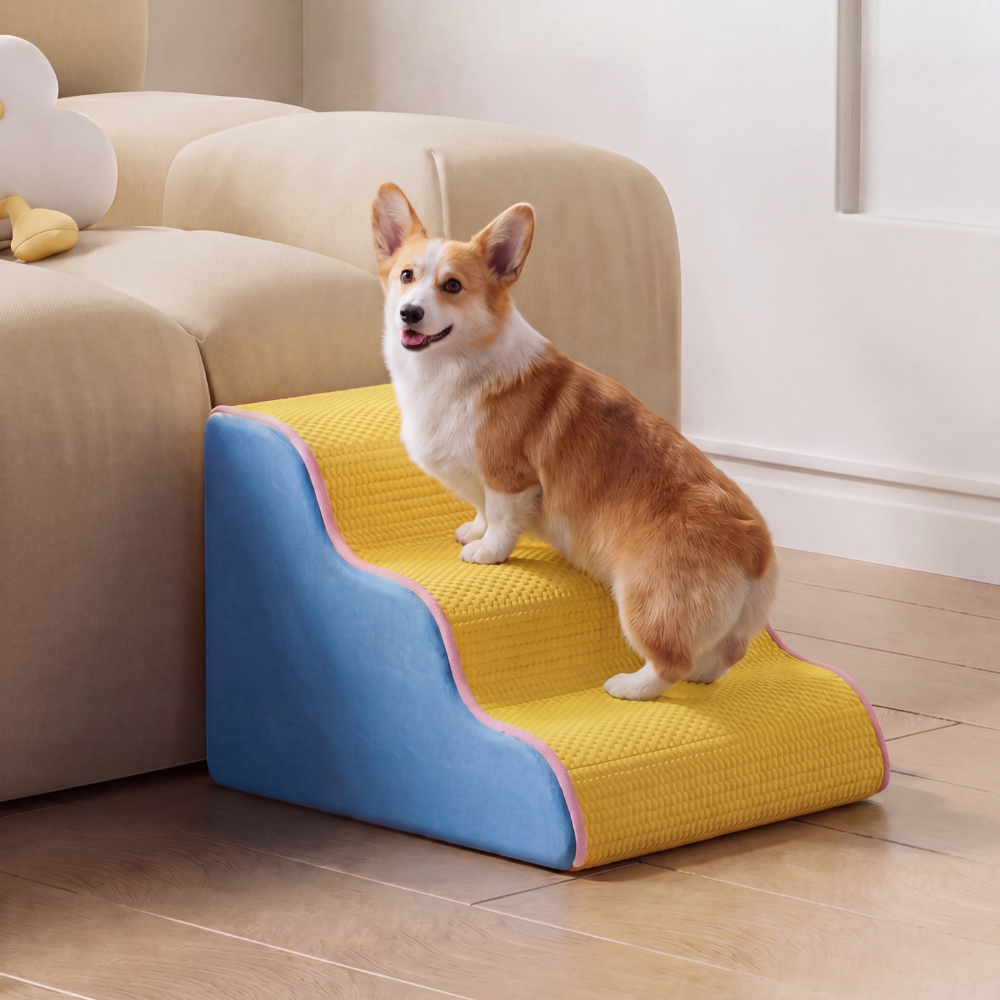 Orthopedic Foam Pet Stairs – Non-Slip, Washable Cover