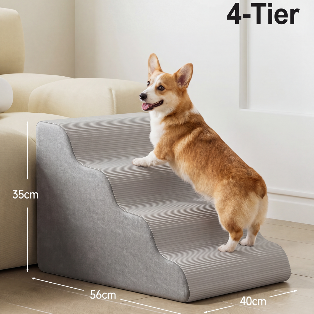 Orthopedic Foam Pet Stairs – Non-Slip, Washable Cover