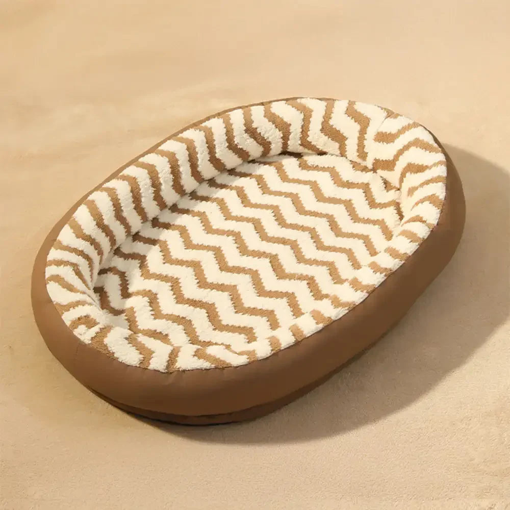 Faux Leather Bolster Dog Bed With Sherpa Top