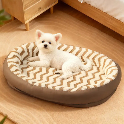 Faux Leather Bolster Dog Bed With Sherpa Top