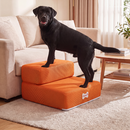 Plush Dog Stairs 2-Step Ramp for Couch and Bed Access