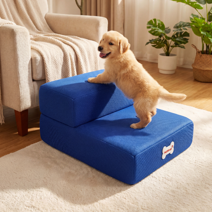Plush Dog Stairs 2-Step Ramp for Couch and Bed Access