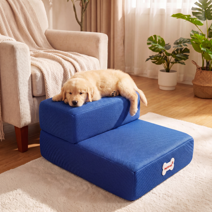 Plush Dog Stairs 2-Step Ramp for Couch and Bed Access