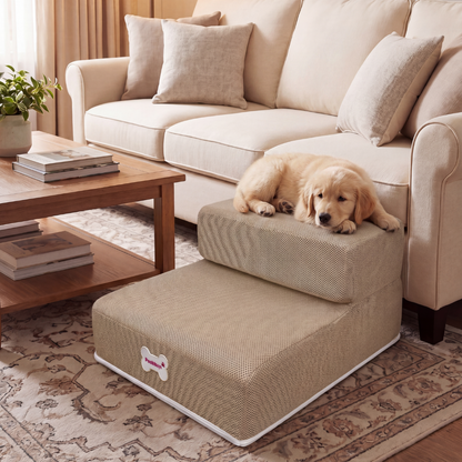Plush Dog Stairs 2-Step Ramp for Couch and Bed Access