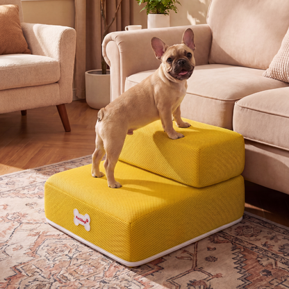 Plush Dog Stairs 2-Step Ramp for Couch and Bed Access