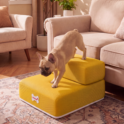 Plush Dog Stairs 2-Step Ramp for Couch and Bed Access