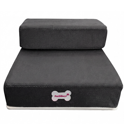 Plush Dog Stairs 2-Step Ramp for Couch and Bed Access