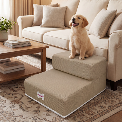 Plush Dog Stairs 2-Step Ramp for Couch and Bed Access