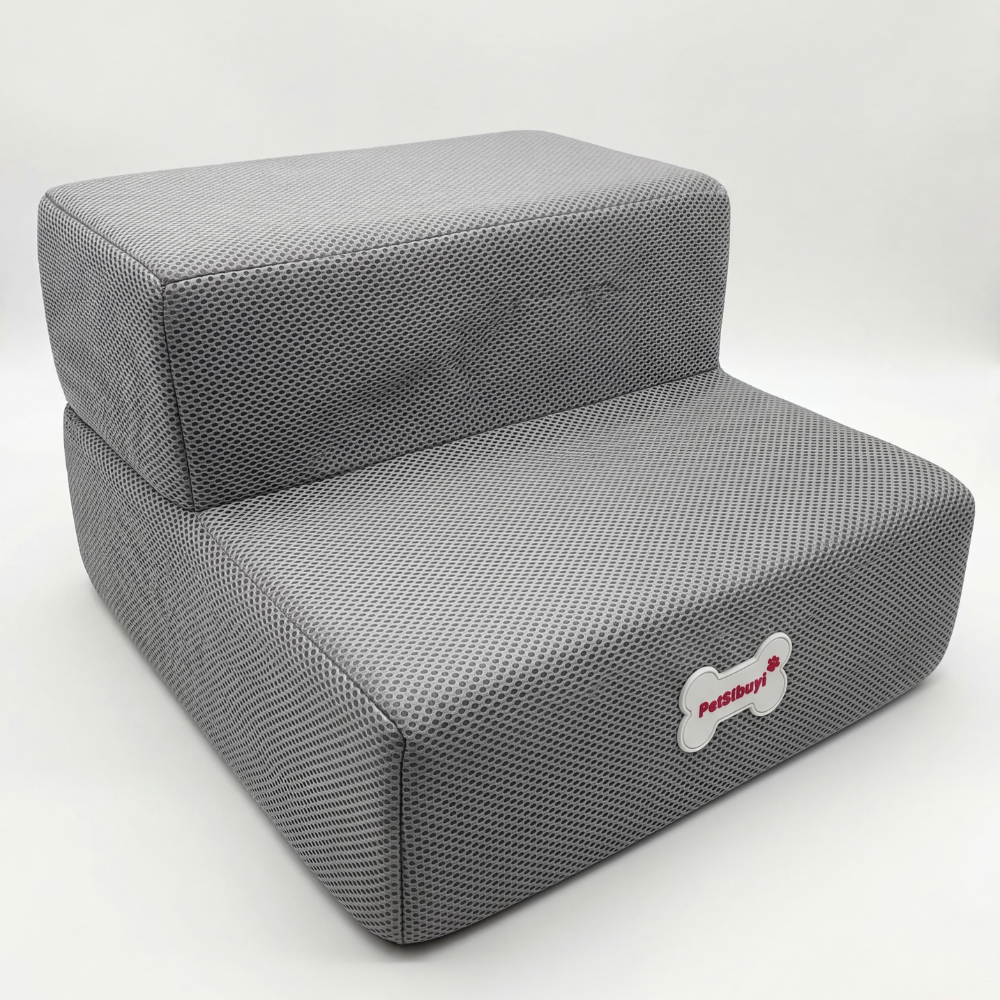 Plush Dog Stairs 2-Step Ramp for Couch and Bed Access