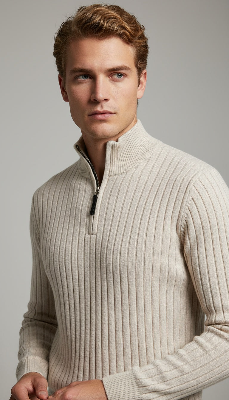 Edgar | Ribbed Half Zip Jumper
