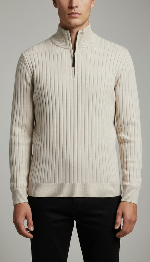 Edgar | Ribbed Half Zip Jumper