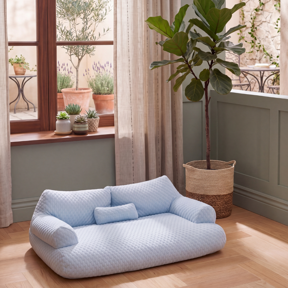 Washable Dog Bed with Cooling Fabric Surface