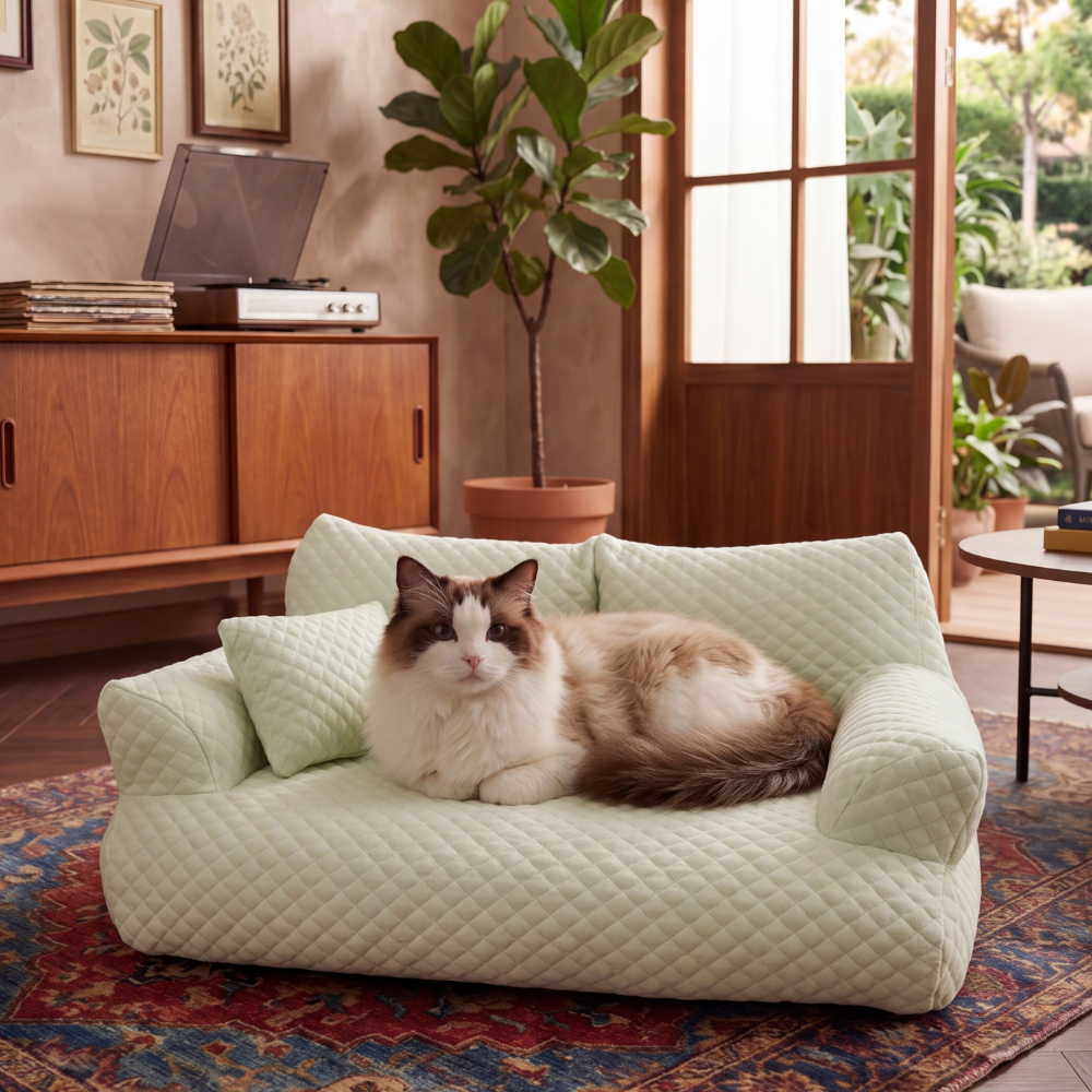 Washable Dog Bed with Cooling Fabric Surface