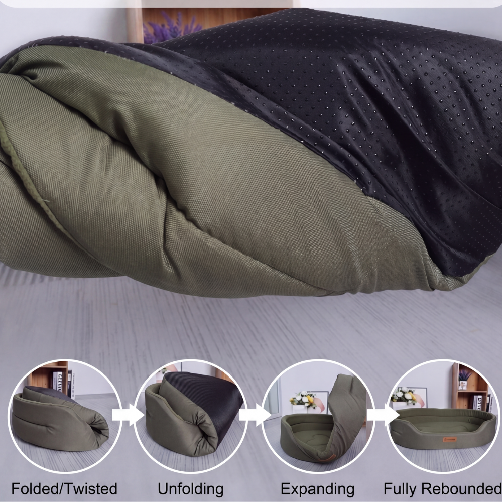 Detachable Oval Dog & Cat Bed – Calming, Non-Slip Base