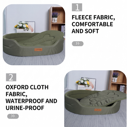 Detachable Oval Dog & Cat Bed – Calming, Non-Slip Base