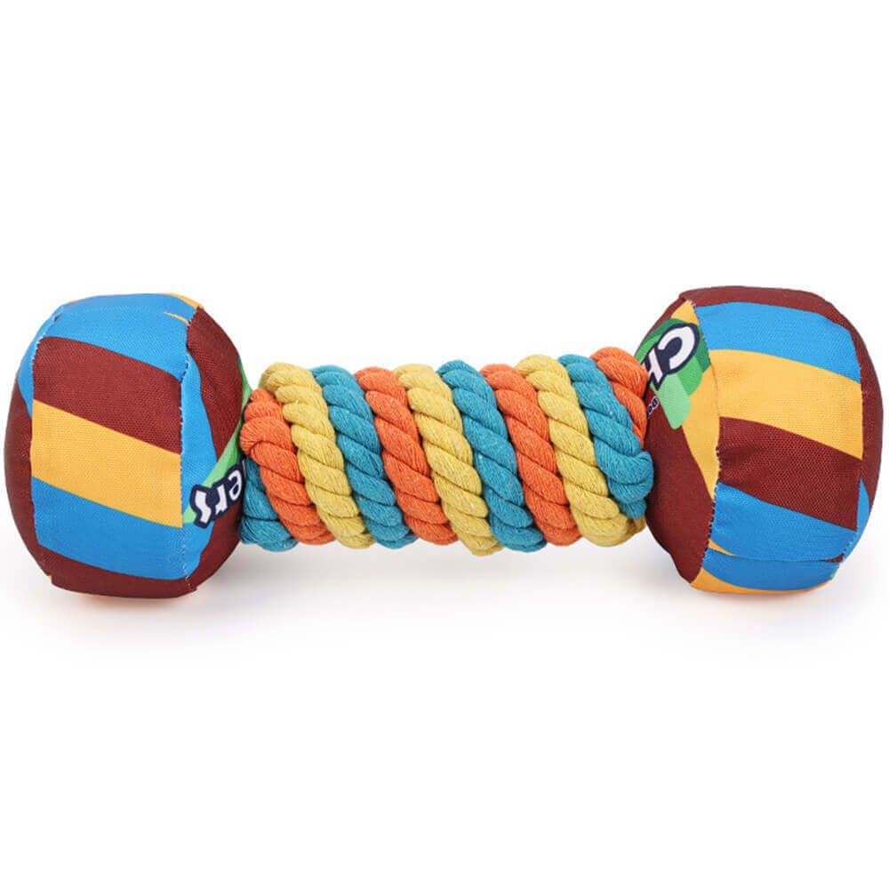 Squeaky Rope Dumbbell Dog Toy For Interactive Play